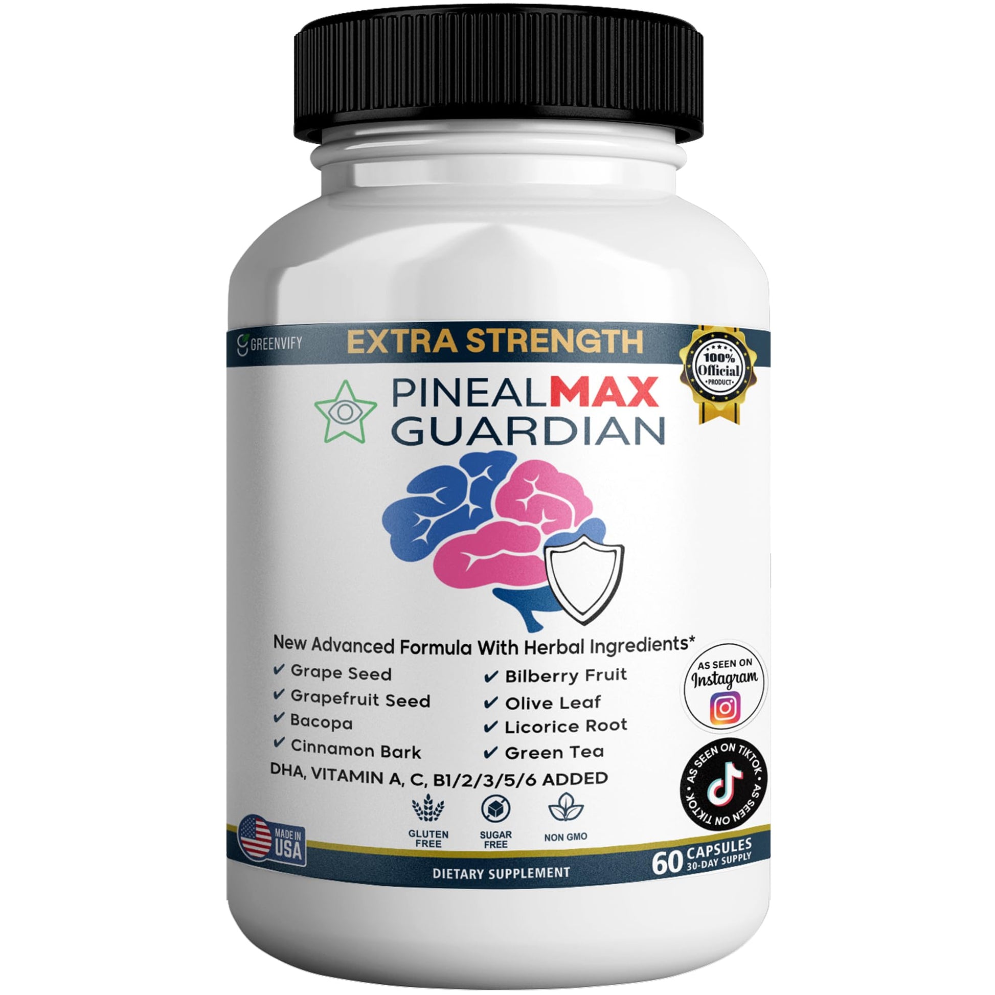 GREENVIFY PinealMax Guardian Extra Strength Dietary Supplement Capsules, 60 Count