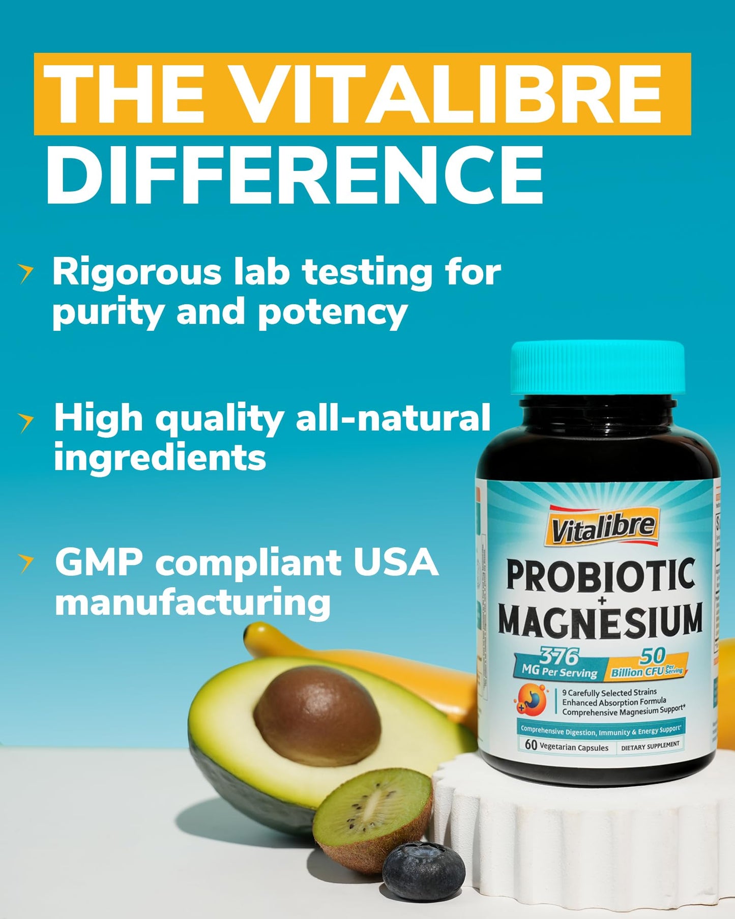 Vitalibre Probiotic with Magnesium Capsule, 60 Count