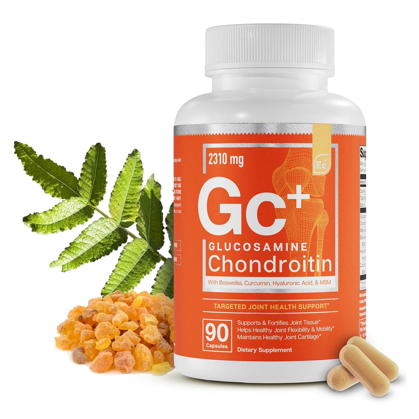 Essential Elements Glucosamine Chondroitin MSM Boswellia Serrata Hyaluronic Acid Joint Support Supplement, Capsule, 90 Count