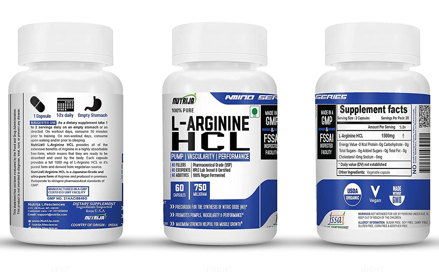 NutriJa L-Arginine HCL Powder, 1 Pack