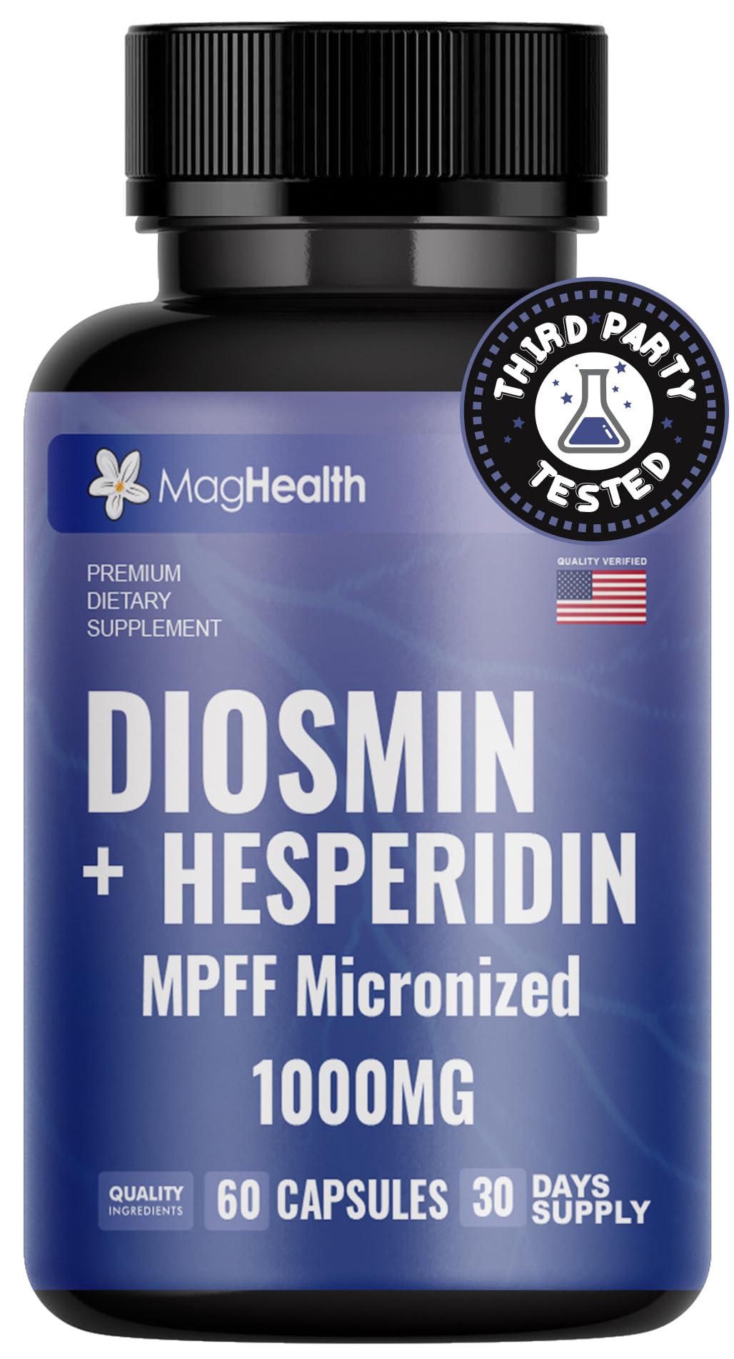 MagHealth Diosmin Hesperidin 1000mg MPFF Micronized Formula, 60 Capsules