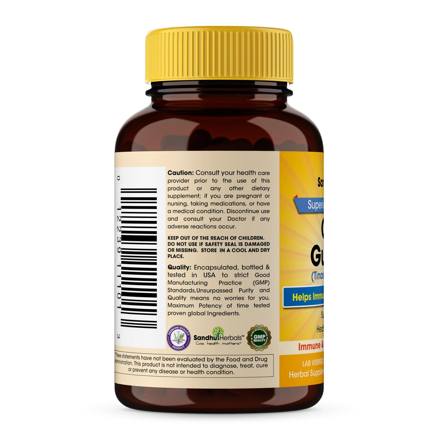 SANDHUHERBALS Organic Giloy (Guduchi) Powder Capsule, 120 Count