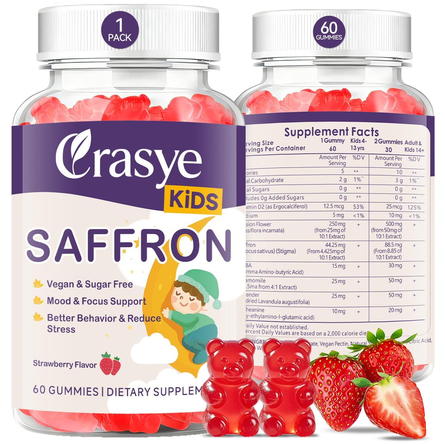 Crasye Saffron Gummies for Kids Gummy, 60