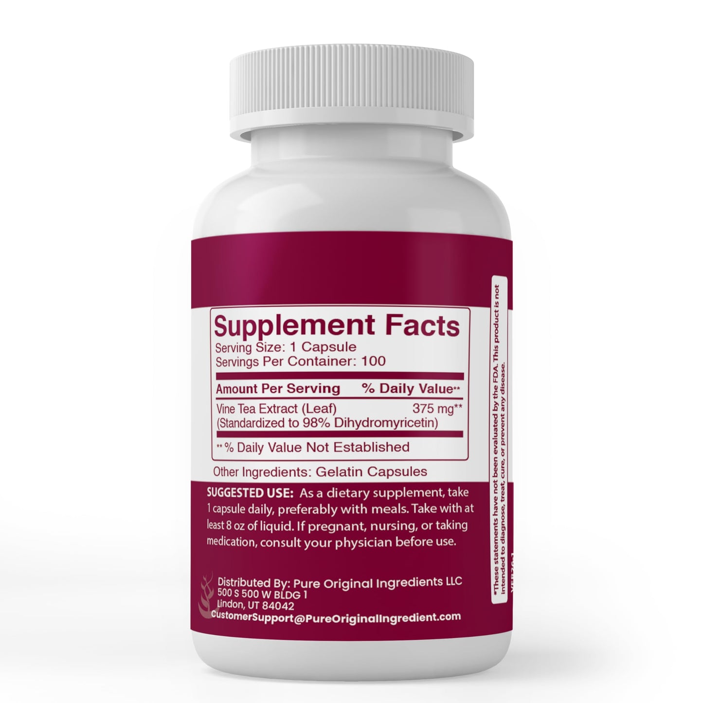 Pure Original Ingredients DHM (Dihydromyricetin) Capsules, 100 Count