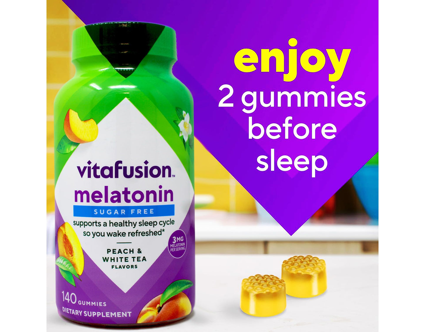 Vitafusion Melatonin Gummy Supplement, 3 mg, 280 Count