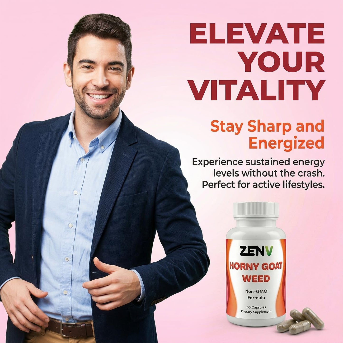 ZENV Horny Goat Weed with Maca Root & Tribulus Gummy, 60 Count