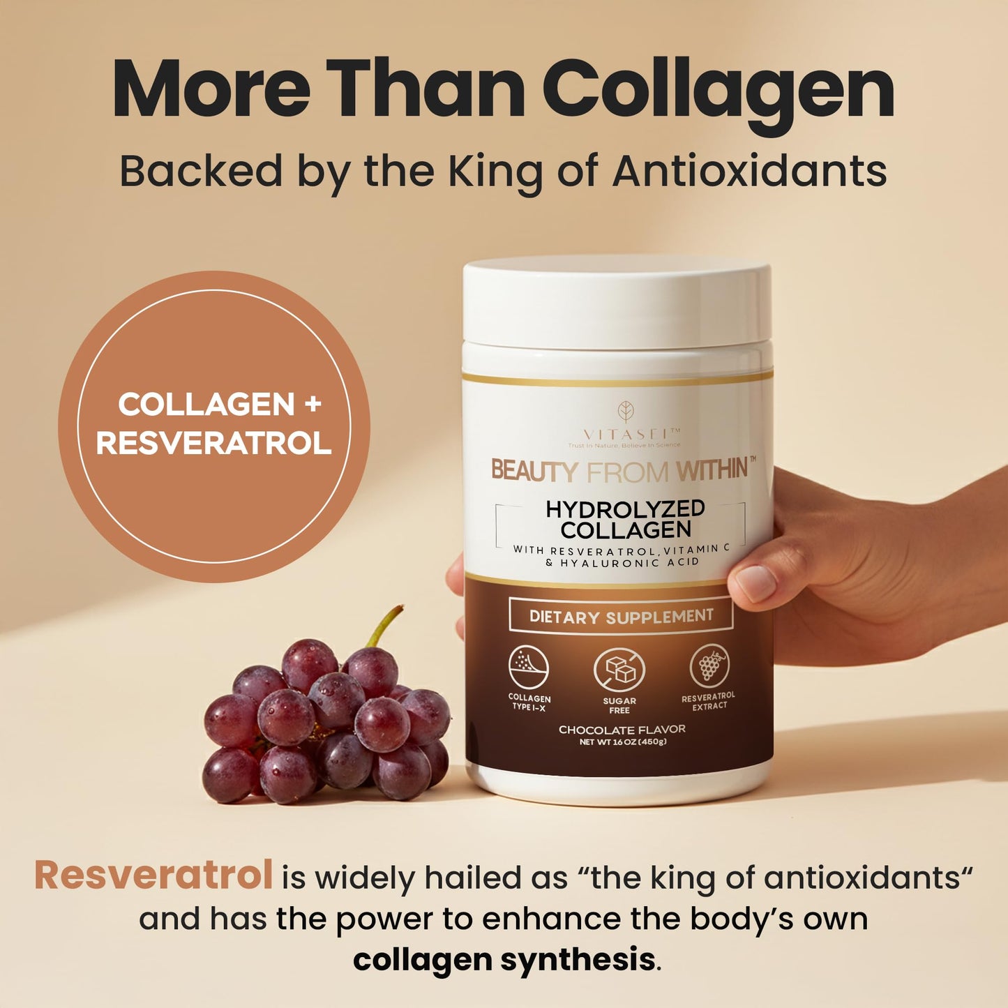 VITASEI Hydrolyzed Collagen Peptides Powder 16 oz