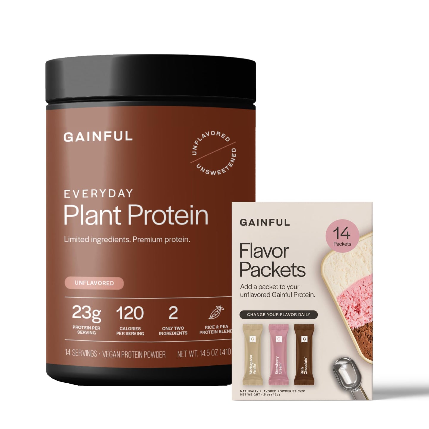 Gainful Everyday Plant Protein Powder Neapolitan Bundle 19.5 oz