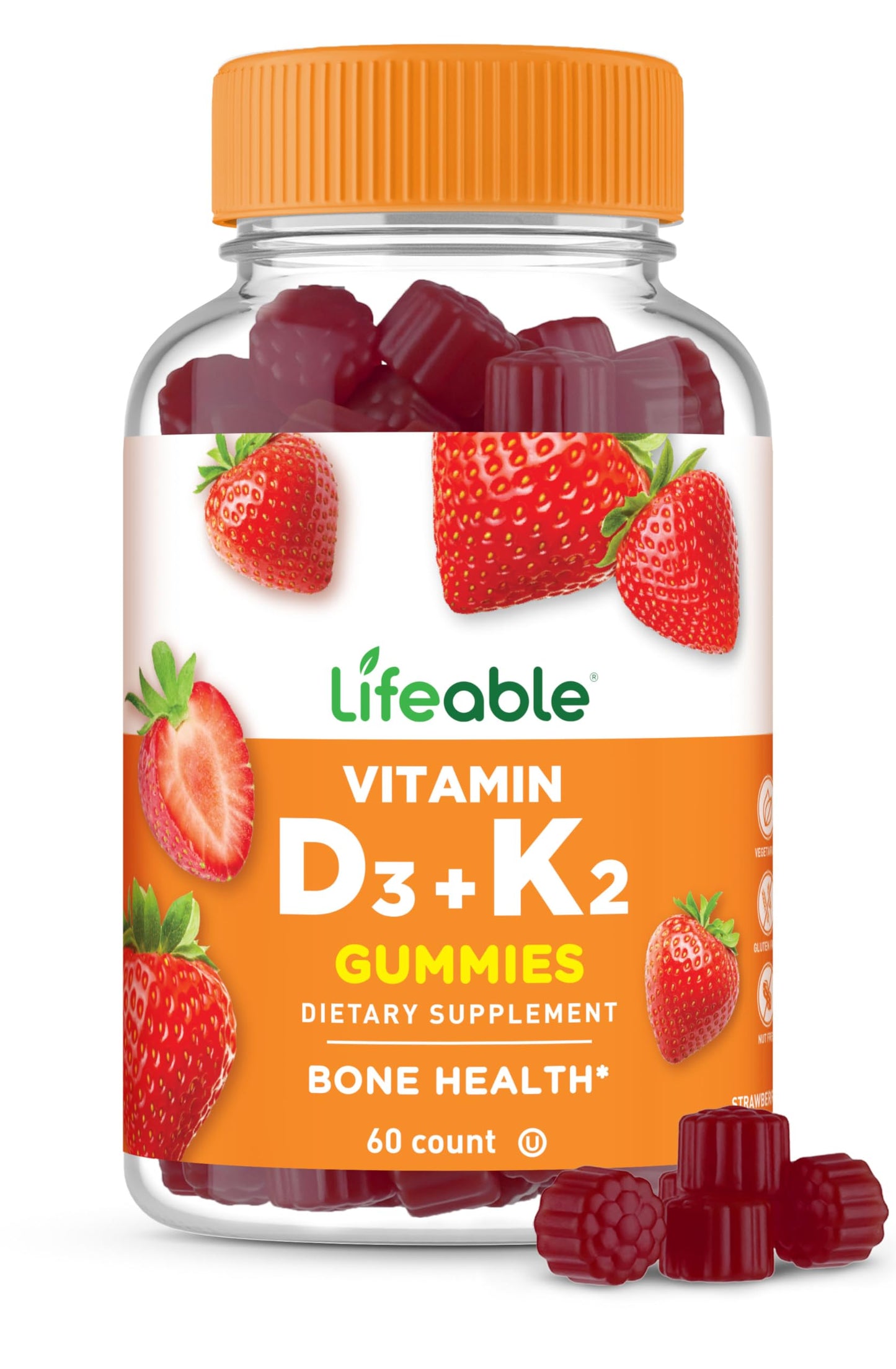 Lifeable Vitamin D3 K2 Gummies 60 Count