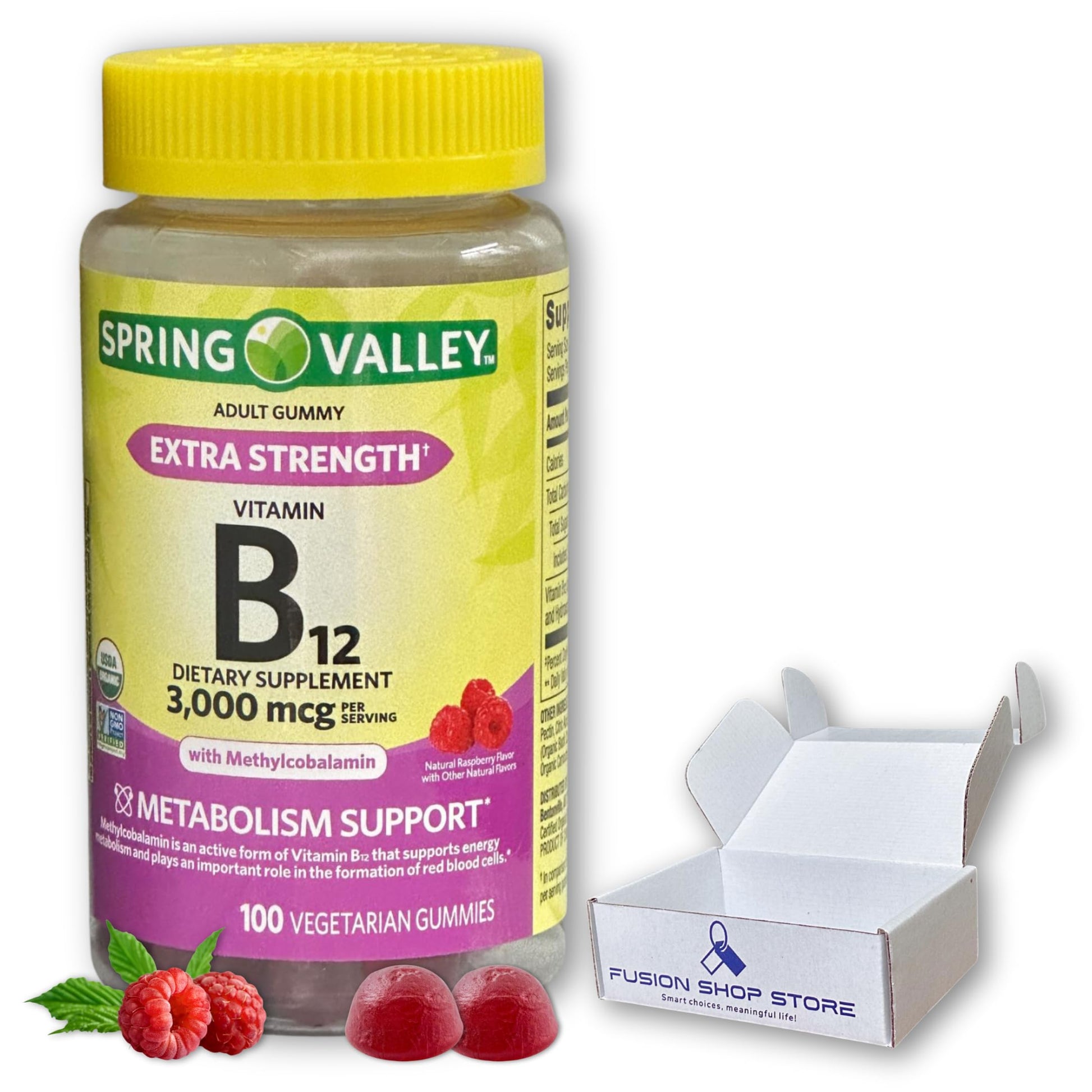 Fusion Shop Store Vitamin B12 Gummies 3,000 mcg Extra Strength, 100 Count