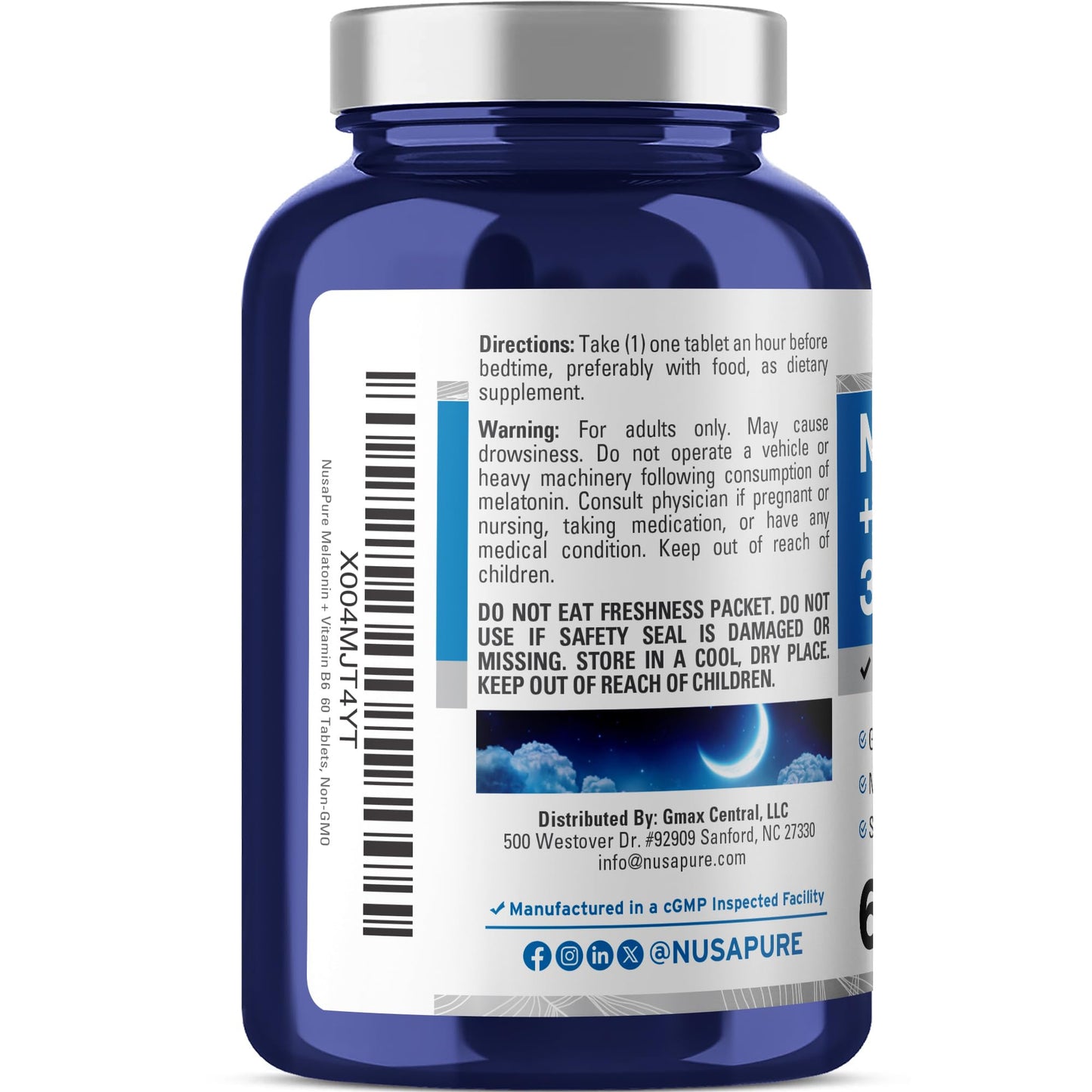 NusaPure Melatonin 3 mg Tablets 60 Count
