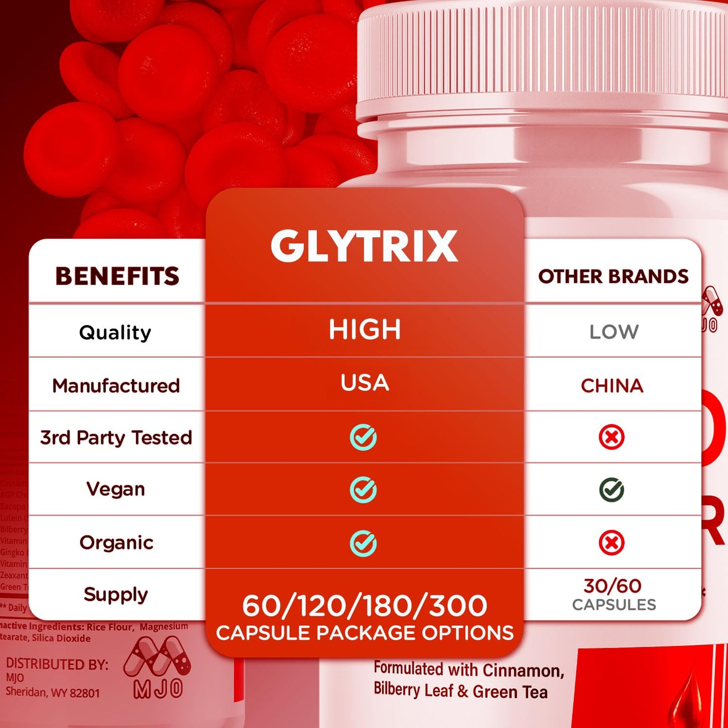 MJO Glytrix Blood Support Capsules 120 Count