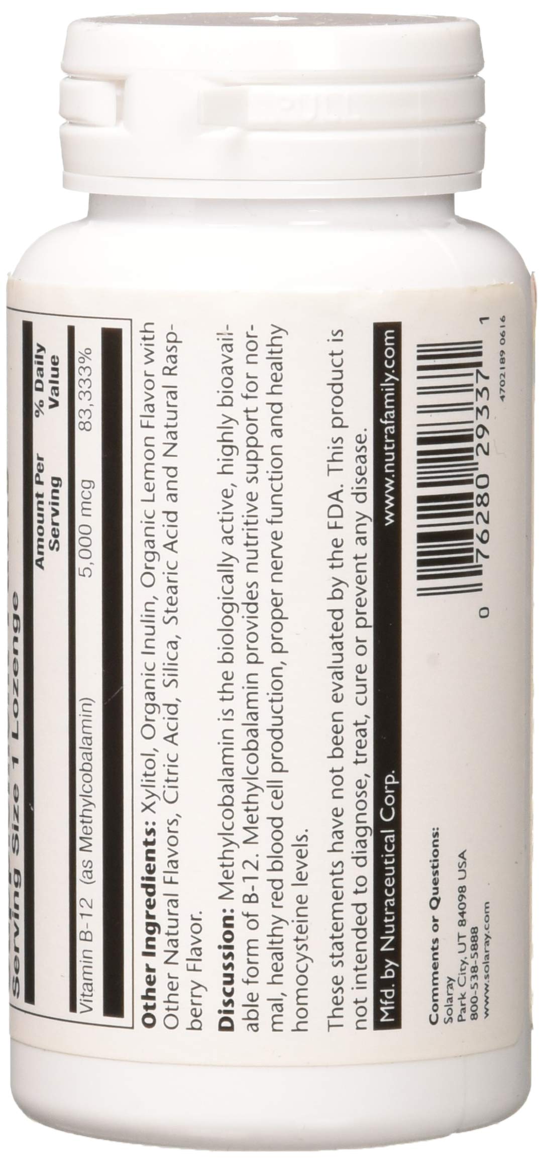 SOLARAY Methyl B12 Lozenge 60 Count