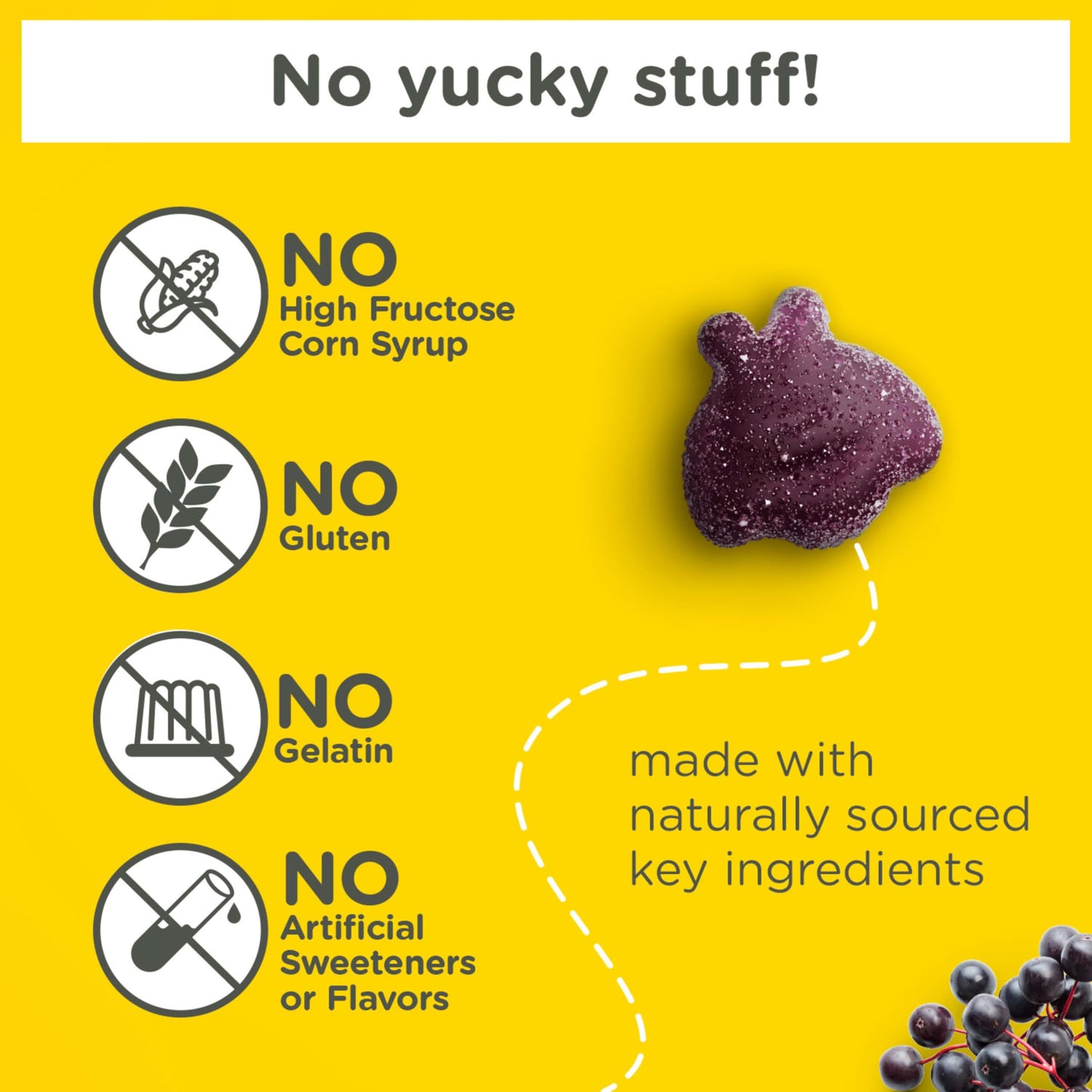 Zarbee's Elderberry Gummies for Kids, Immune Support Supplement with Vitamins A, C, D3, E, & Zinc, 42 Gummies