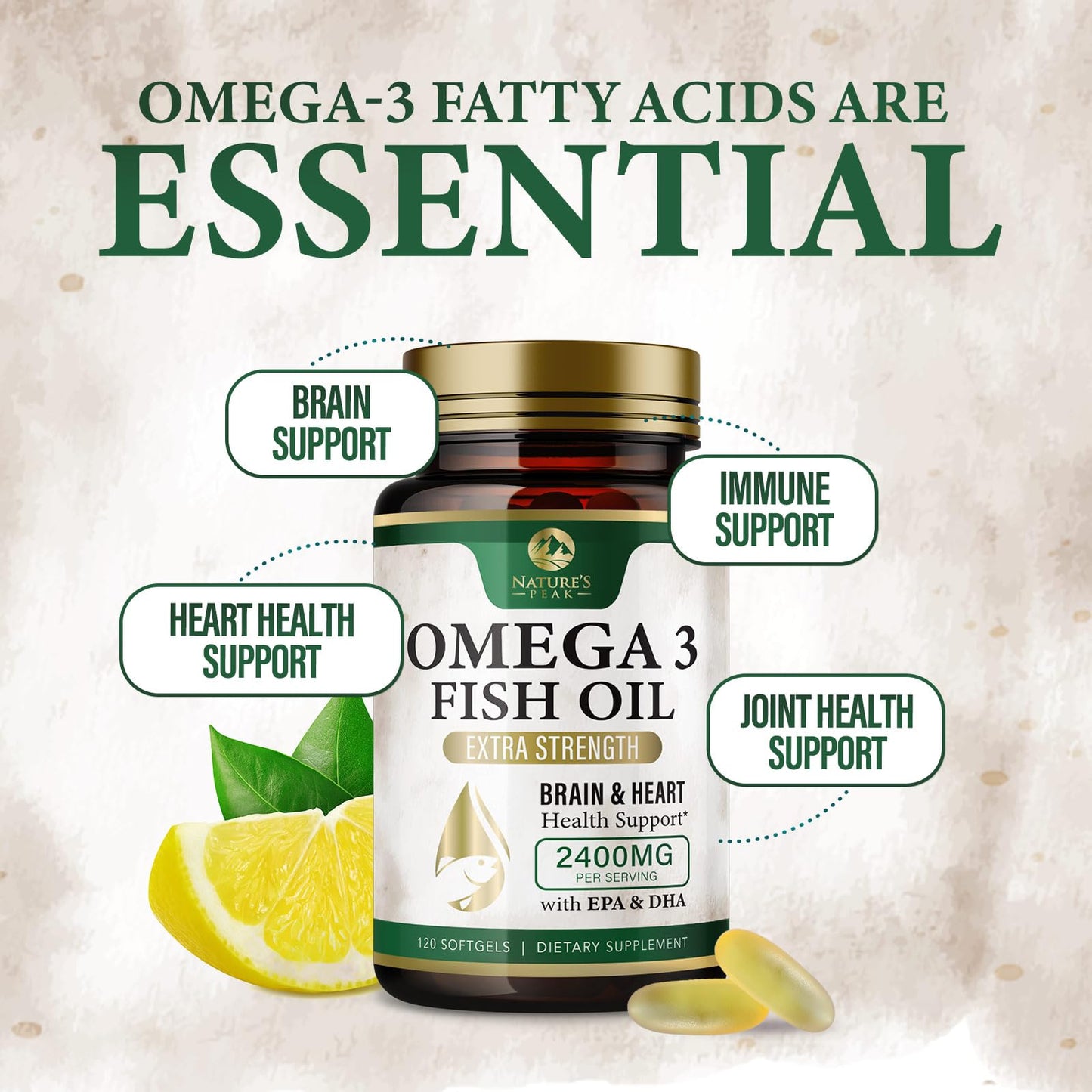 Nature's Peak Omega 3 Fish Oil Softgels 120 Count