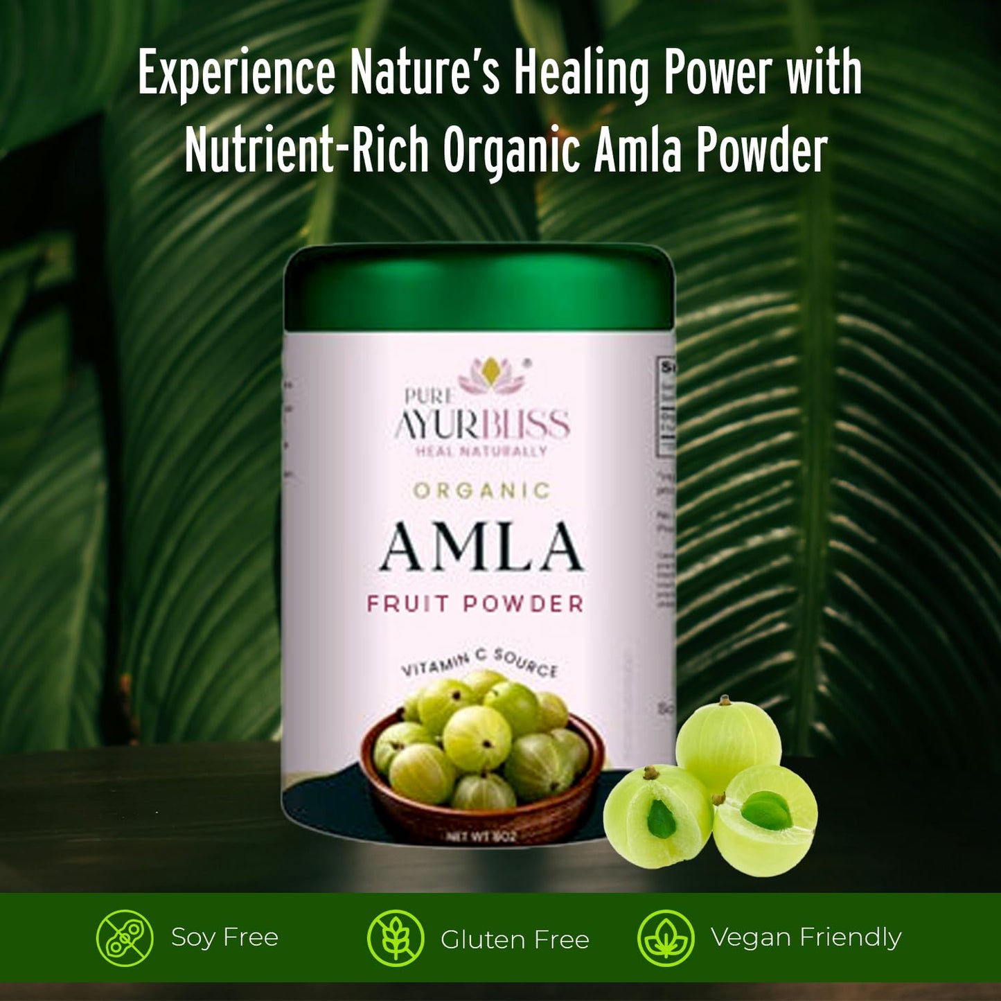 PureAyurbliss 100% Organic Amla Powder (Powder) 8 oz