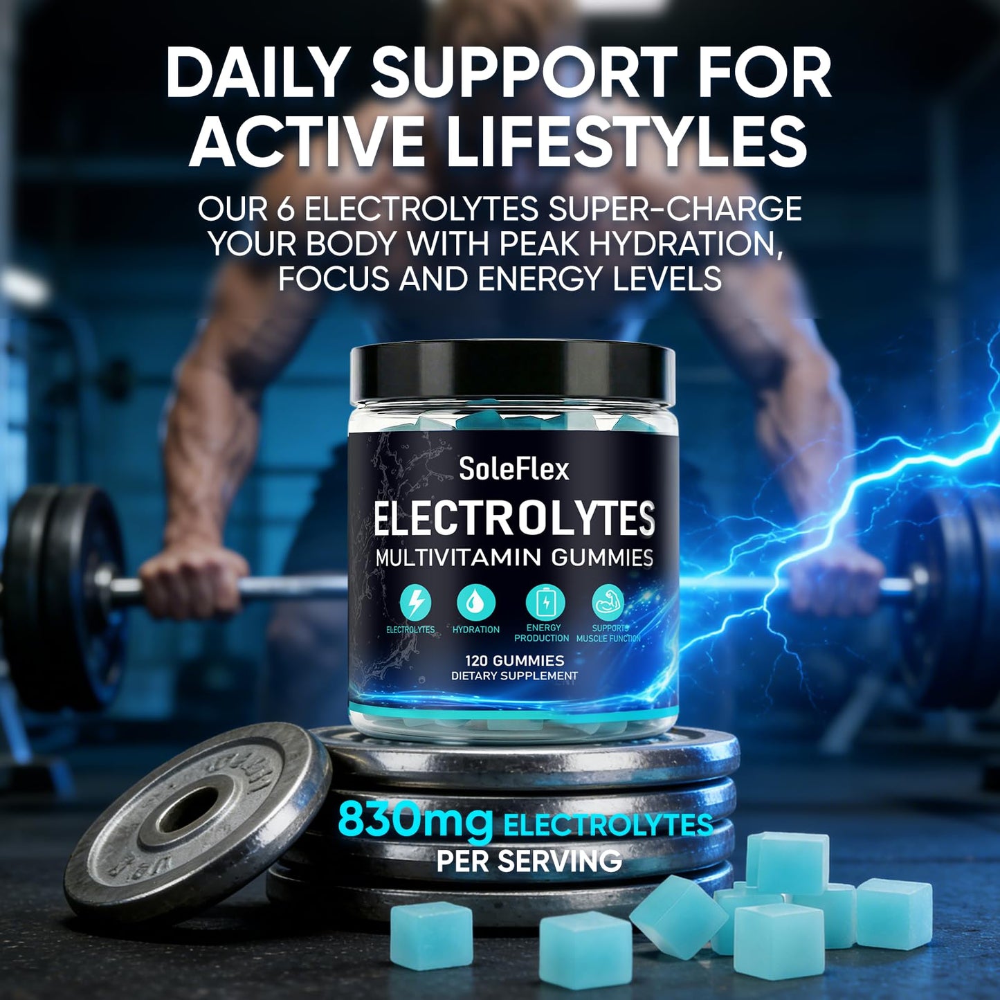 TOGOLIUN Soleflex Electrolyte Gummies for Hydration, 120 Gummies