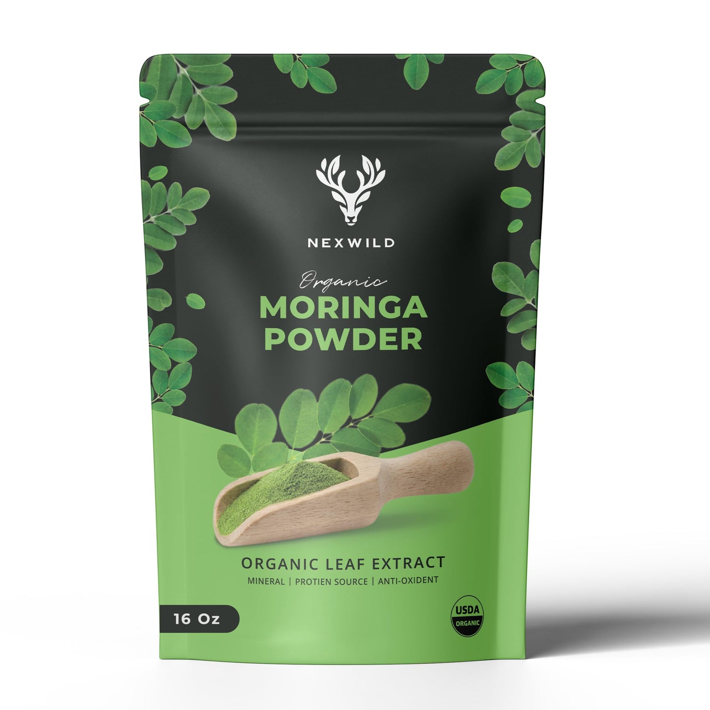 Nexwild Organics Moringa Oleifera Leaf Powder 16 Ounces