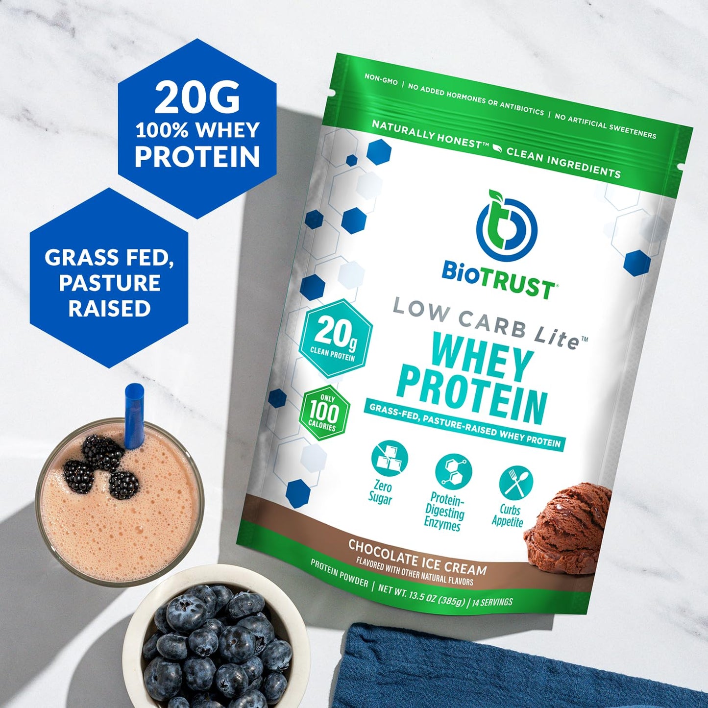 BioTrust Low Carb Lite Whey Protein Isolate Powder, Chocolate Ice Cream, 14 Servings