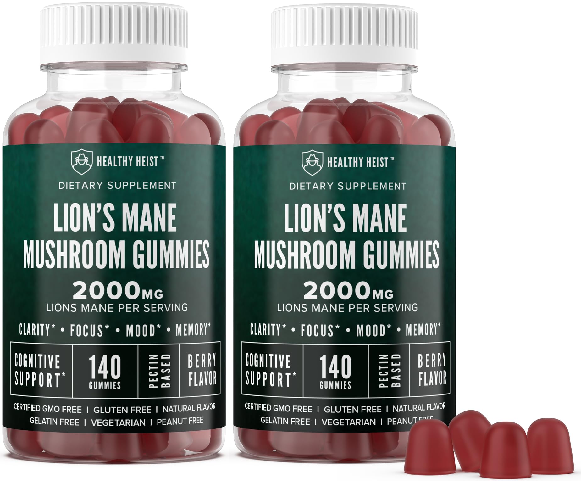 HEALTHY HEIST Lions Mane Mushroom Gummies 2000 mg 10:1 Extract, 280 Count