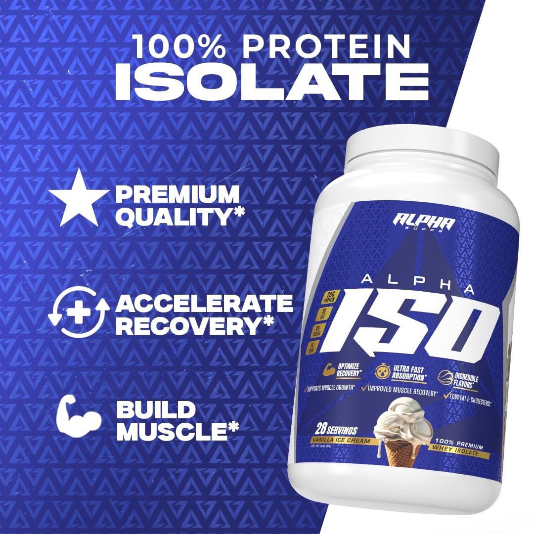 Alpha Supps ISO Low Carb 100% Whey Protein Isolate Powder, 32 Servings