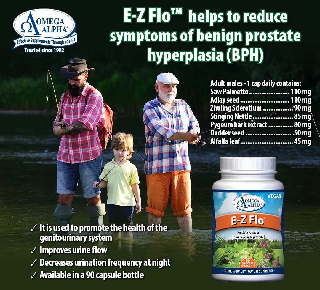 Omega Alpha E-Z Flo Saw Palmetto Seeds Extract Prostate Formula 90 Veg Capsules