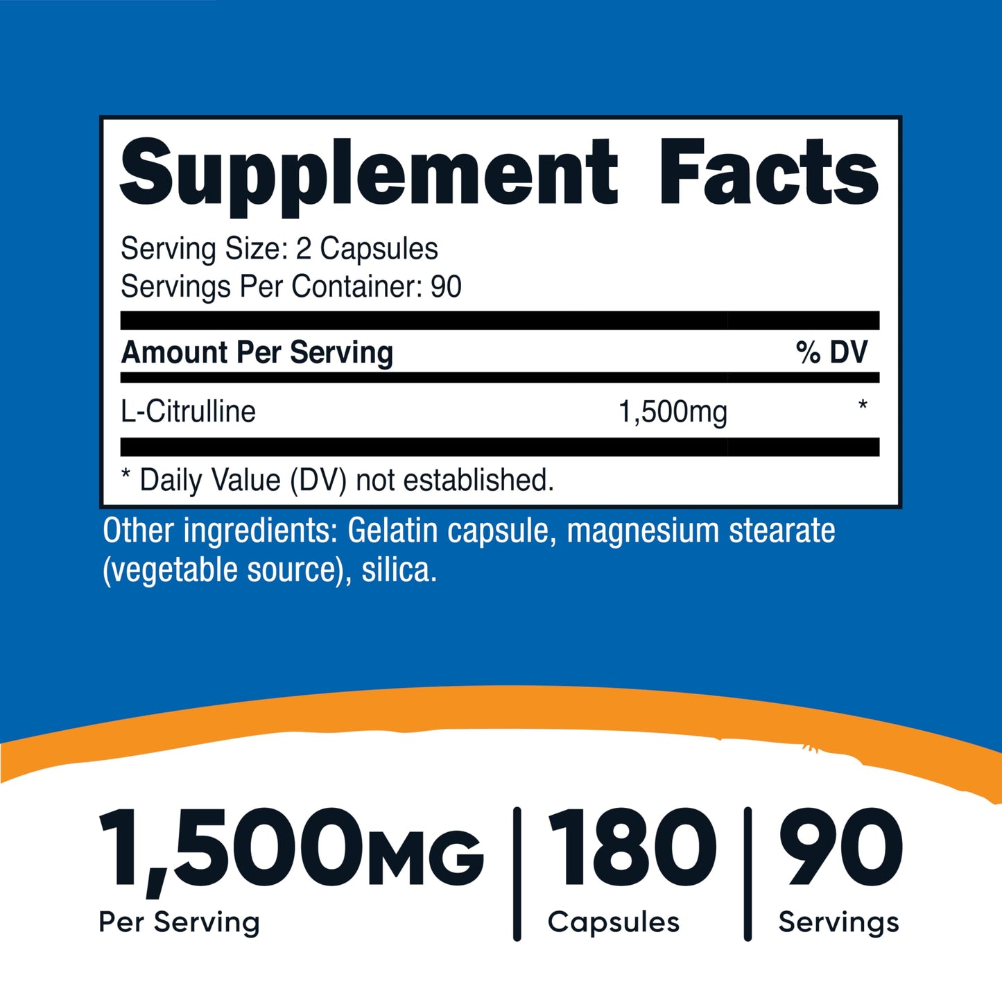 Nutricost L-Citrulline 1500mg, 180 Capsules