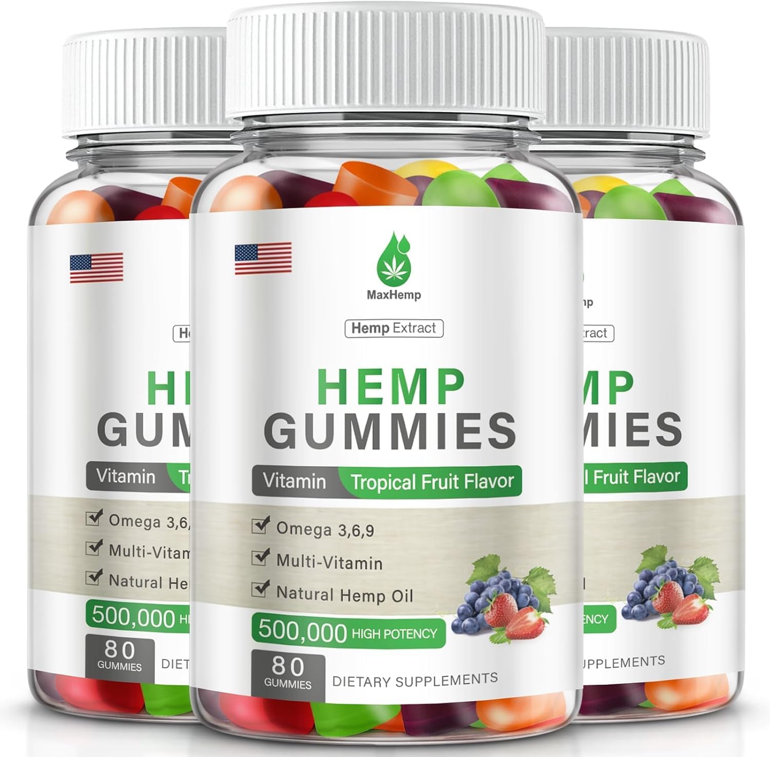 MaxHemp Omega 3-6-9 Gummies Vegan, 320 Gummies