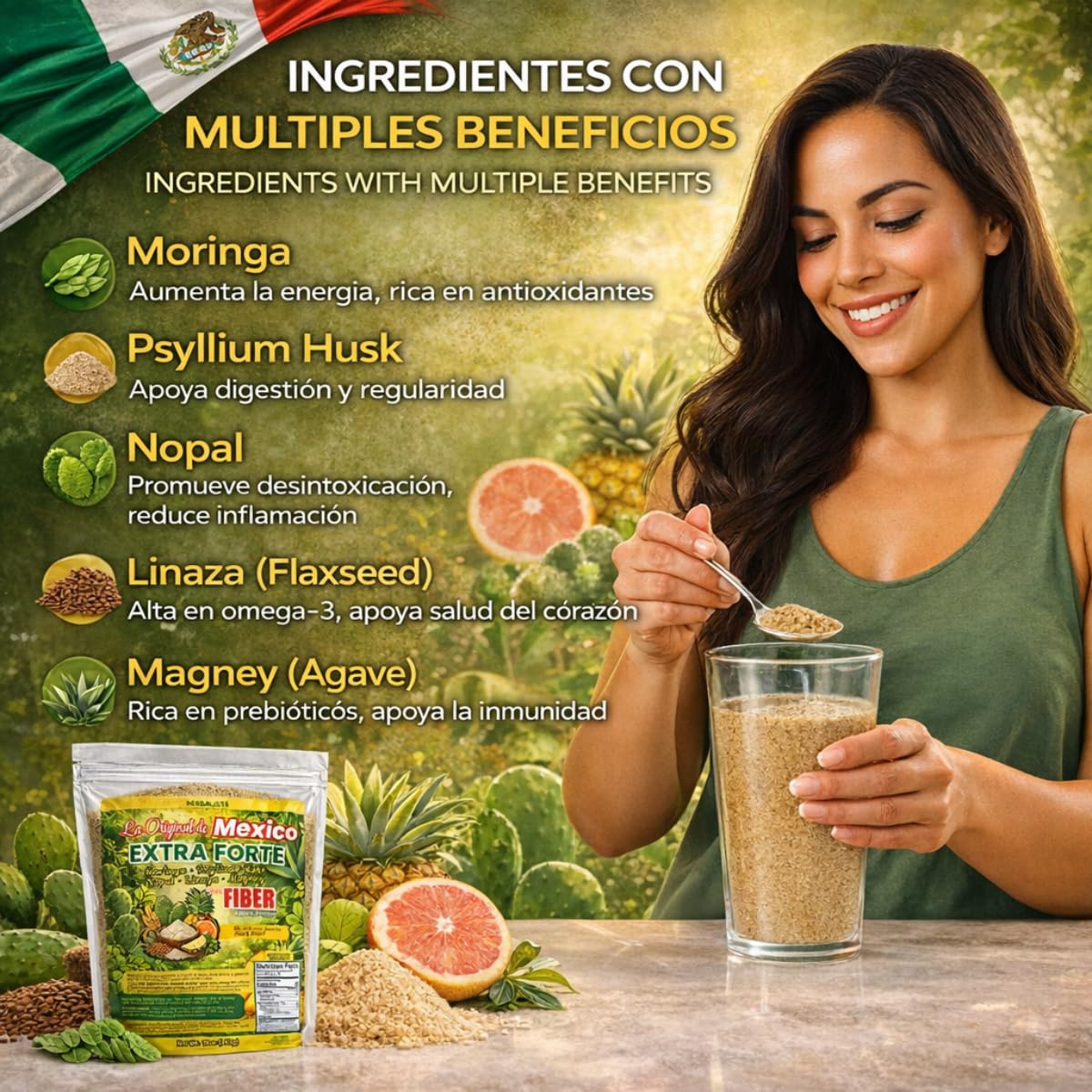 HERBALISTA La Original de Mexico Extra Forte Daily Fiber Powder, 16 oz