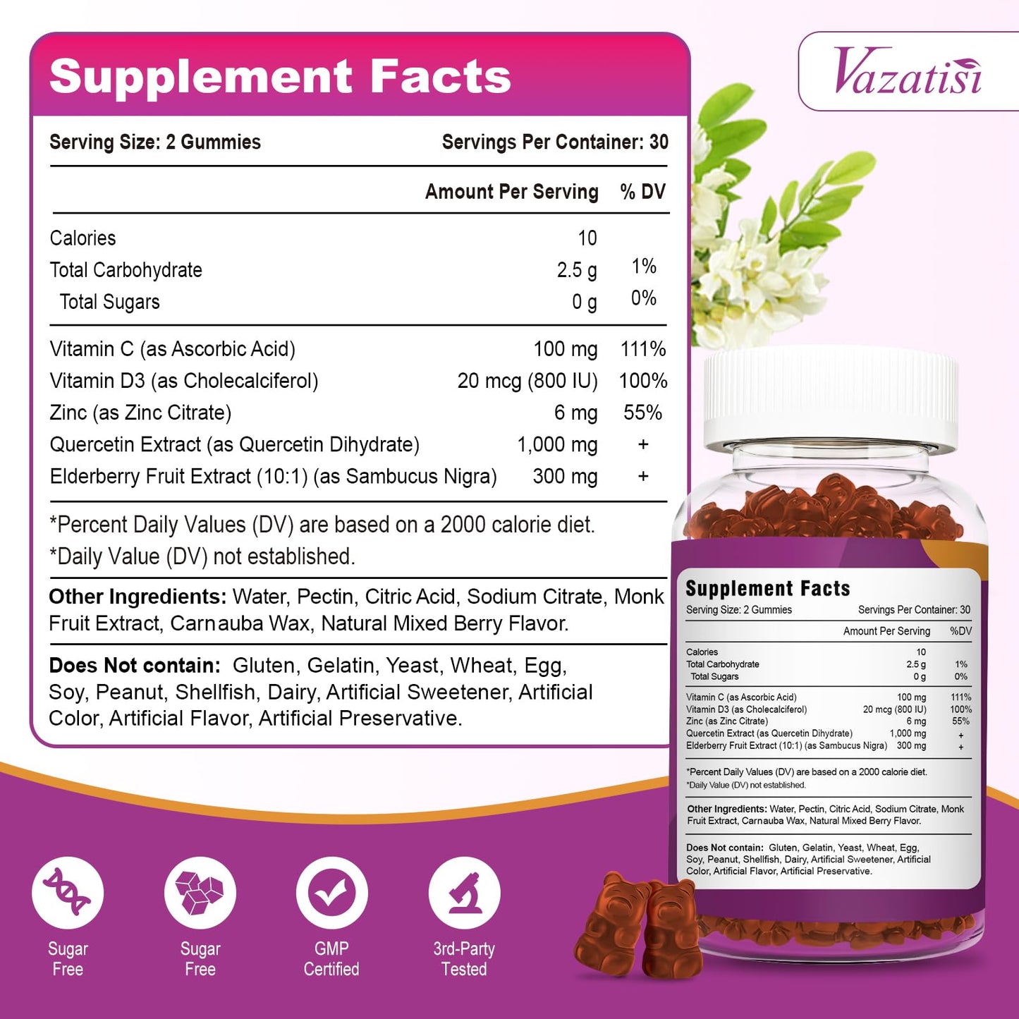 Vazatisi Quercetin Gummies 60 Count