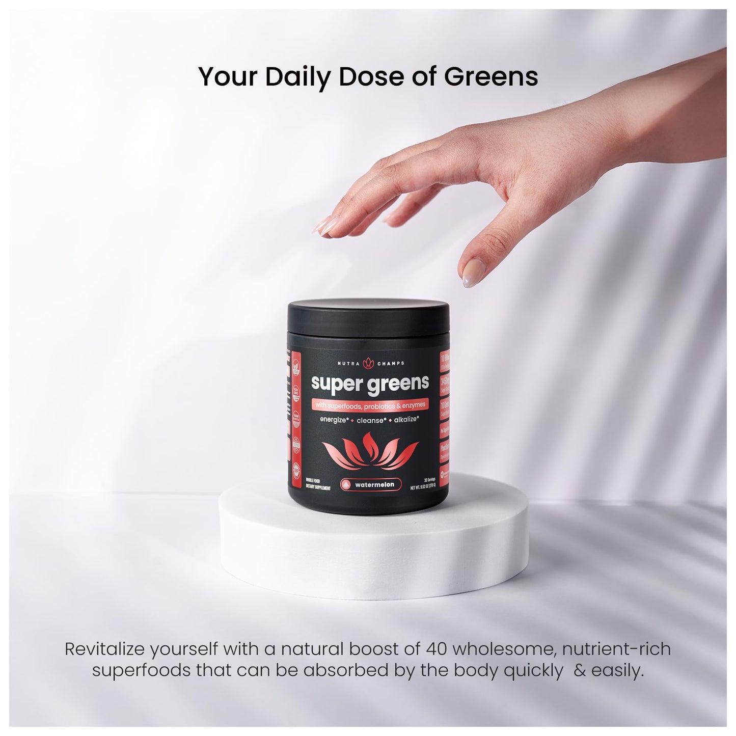NutraChamps Super Greens Premium Superfood Powder 9 Ounces