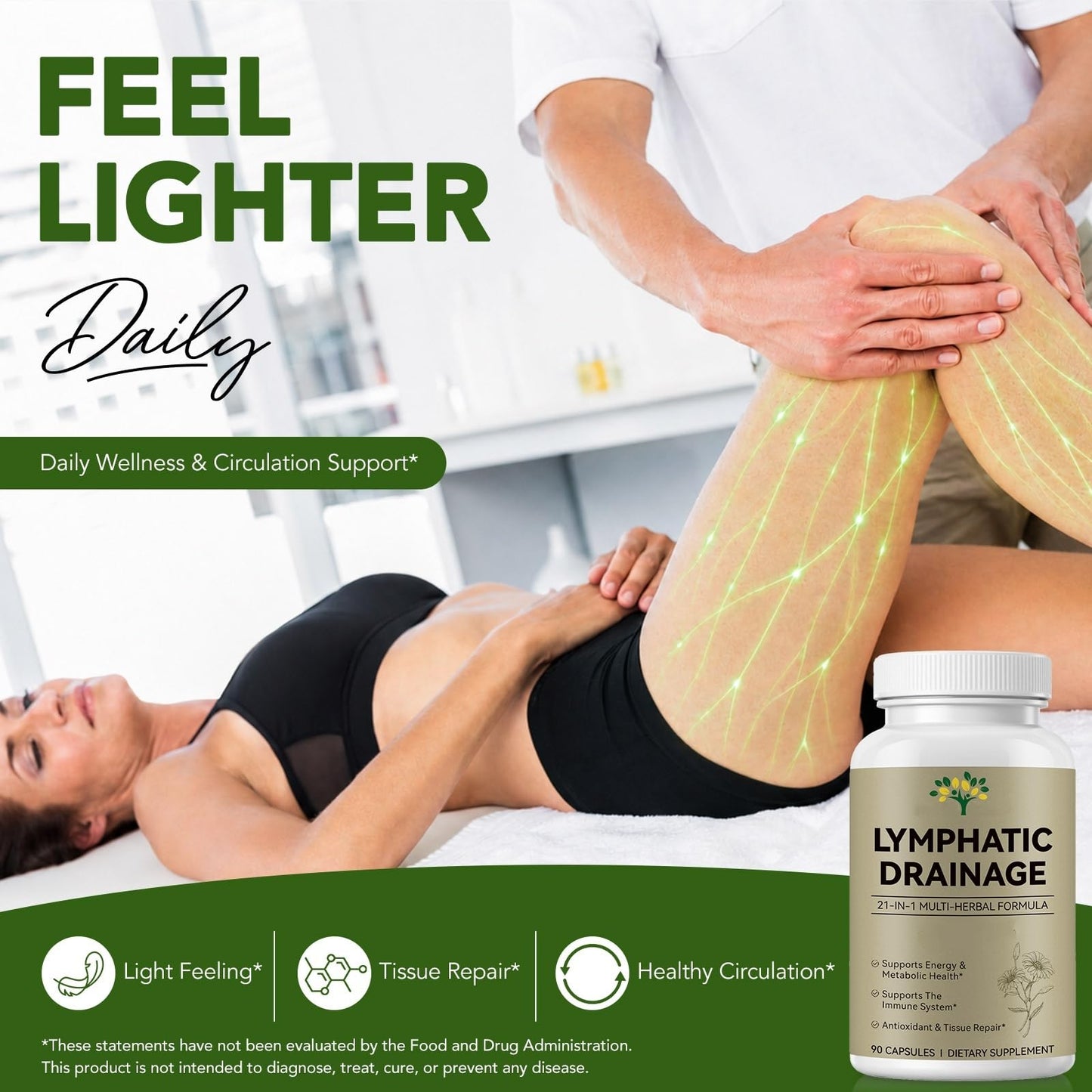 Tamiodfo Lymphatic Drainage Supplements Capsules, 21-in-1 Liposome Lymph System & Immune Support, 10:1 Concentrated Echinacea, Dandelion, Burdock, Bromelain, Calendula, 90 Capsules