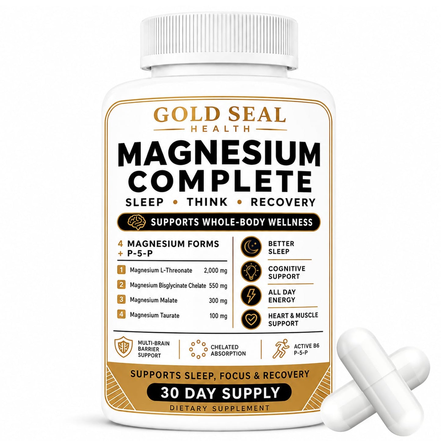 Gold Seal Health Magnesium Complete, 4 in 1 Multi-Source Magnesium Complex Capsule, 120 Count