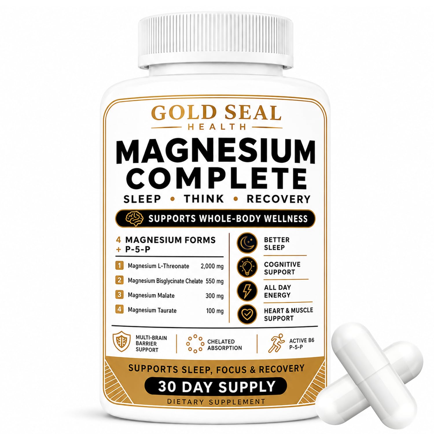Gold Seal Health Magnesium Complete, 4 in 1 Multi-Source Magnesium Complex Capsule, 120 Count