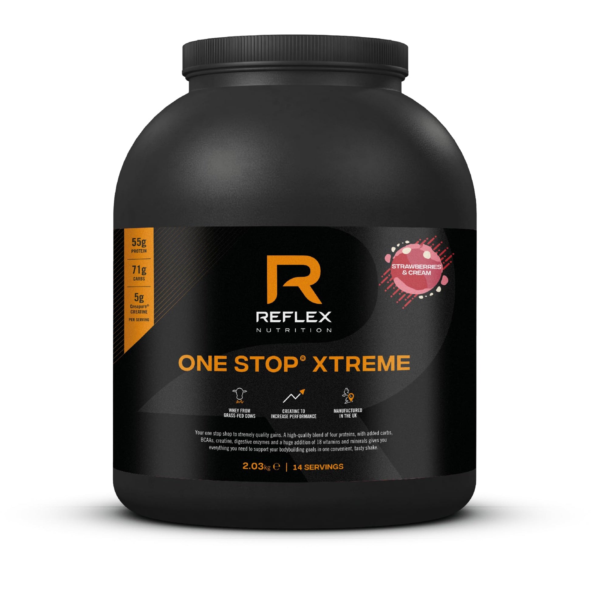 Reflex Nutrition One Stop Xtreme Serious Mass Protein Powder Strawberries & Cream 2.03kg