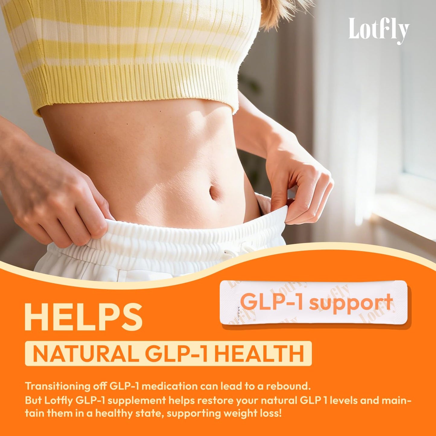 LOTFLY GLP-1 Supplement 15-in-1 Complex Probiotic Powder, Appetite Suppressant and Metabolism Booster, 30 Sticks
