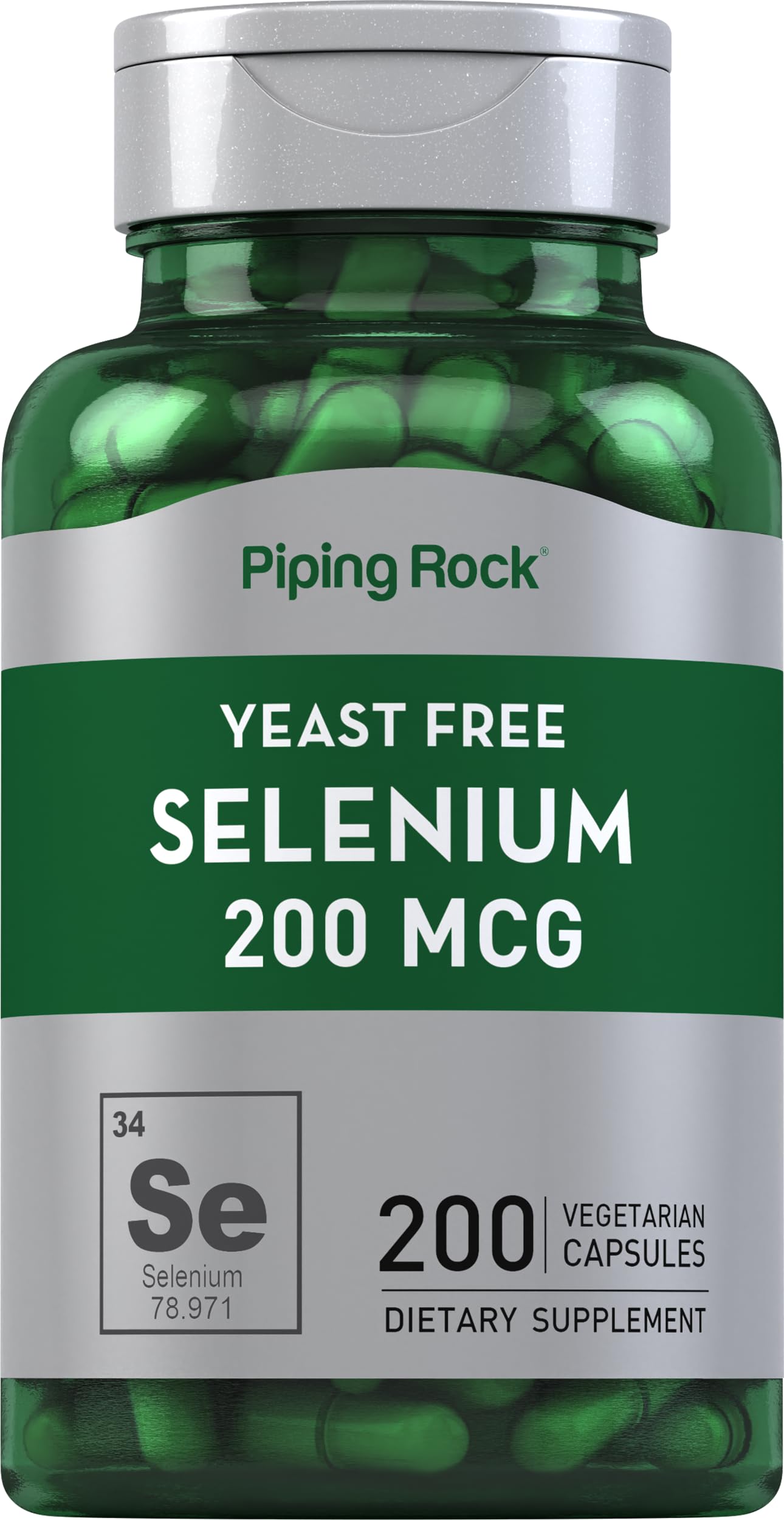 Piping Rock Yeast Free Selenium 200mcg Capsule, 200 Count