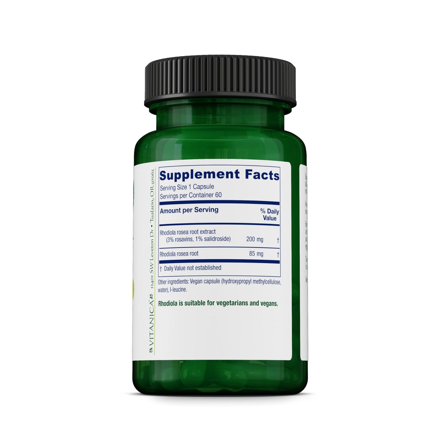 Vitanica Rhodiola Rosea Root Extract 200mg, Dr. Formulated, 3% Rosavins & 1% Salidroside, Rhodiola Root 85mg, Vegan, 60 Capsules