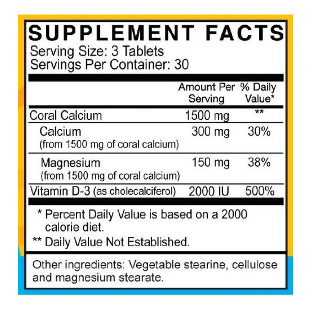 SolarCal-D Marine Coral Calcium plus Vitamin D Tablets, 3 Bottles, 90 Tablets each
