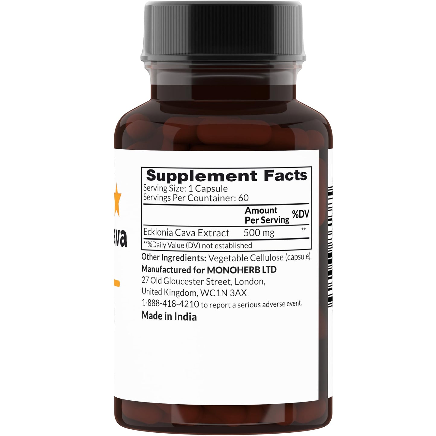 MONOHERB Ecklonia Cava Extract 500 mg Capsules, 60 Count