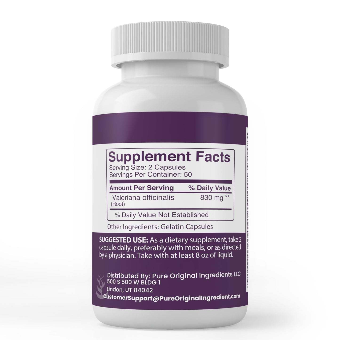 PURE ORIGINAL INGREDIENTS Valerian Root Capsules 100