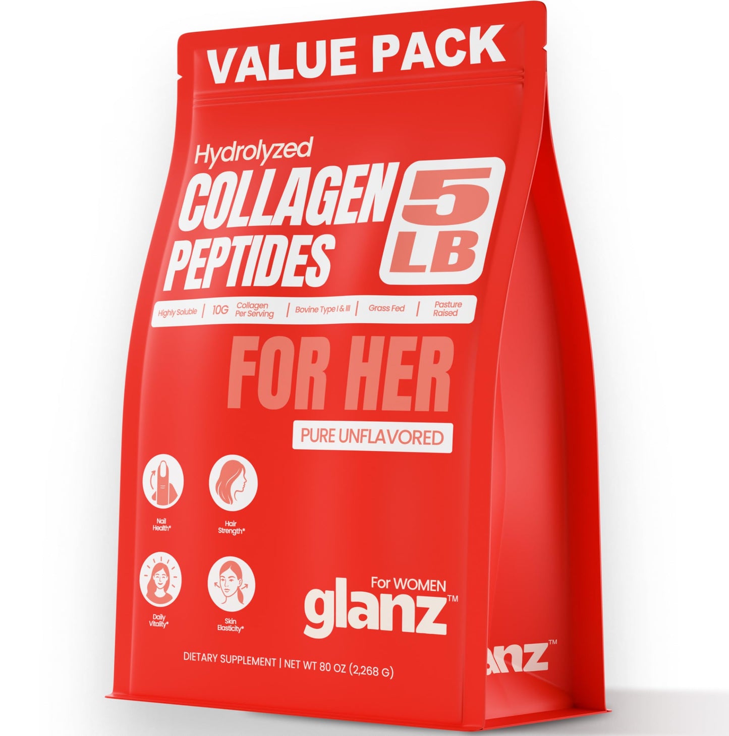 GLANZ Hydrolyzed Collagen Peptides Powder 80