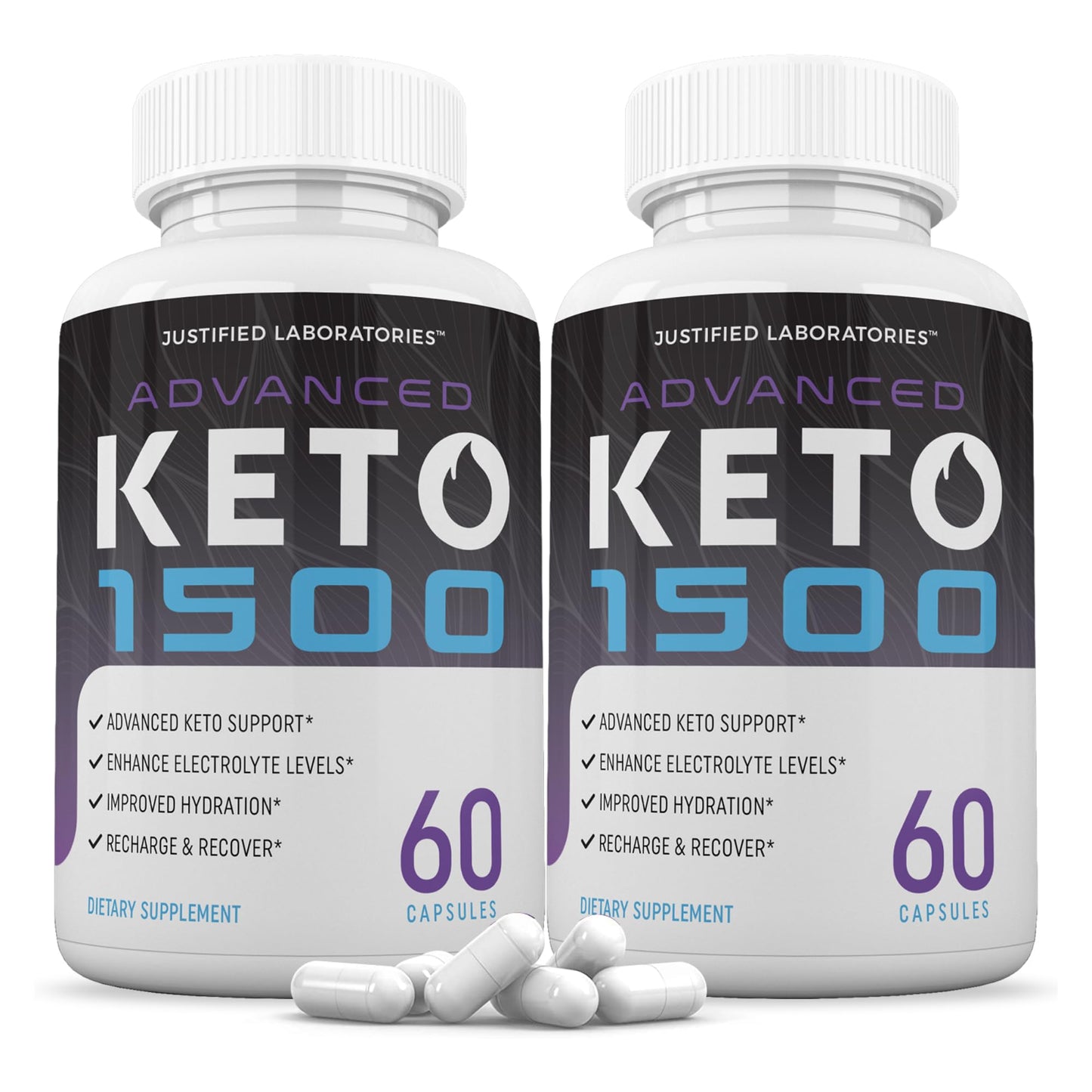 Justified Laboratories Advanced Keto 1500 - Ketogenic Support from Apple Cider Vinegar, Green Tea Leaf, Vitamin C, Vitamin D3 & Extra Virgin Olive Oil Capsules 120