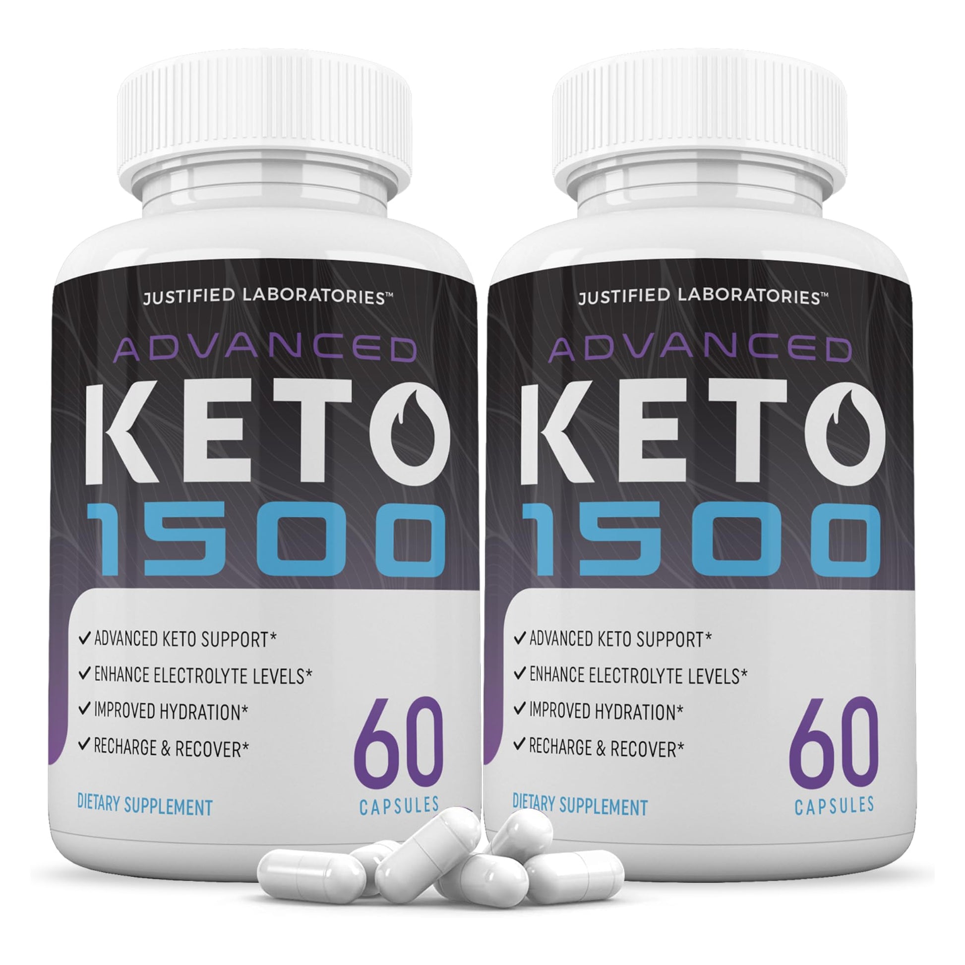 Justified Laboratories Advanced Keto 1500 - Ketogenic Support from Apple Cider Vinegar, Green Tea Leaf, Vitamin C, Vitamin D3 & Extra Virgin Olive Oil Capsules 120