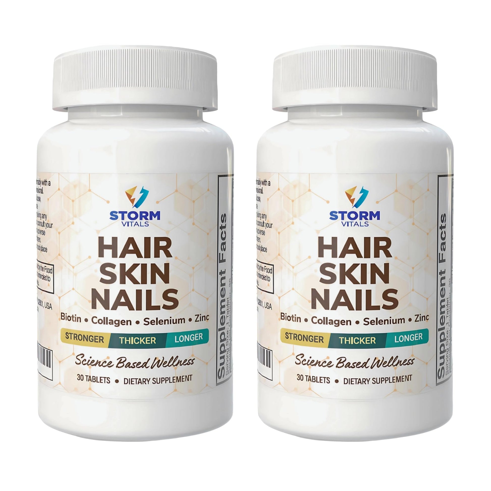 STORM VITALS Hair, Skin & Nails High-Potency Formula with Biotin, B-Complex, Hyaluronic Acid, Zinc, Selenium & Collagen Tablets 60