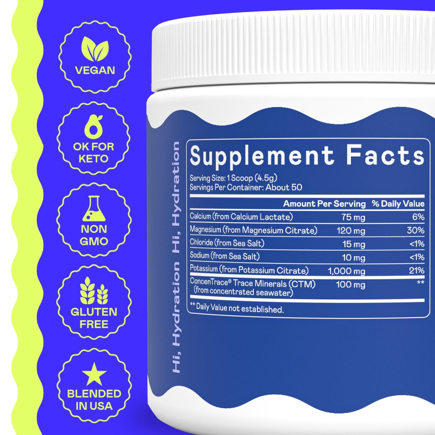 Hi-Lyte K1000 Electrolytes Powder Mix Unflavored Keto & Performance, 8 Ounce