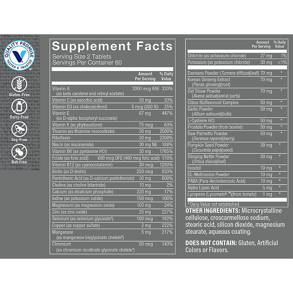 The Vitamin Shoppe Men's Multivitamin - Complete Daily Multi with Essential Vitamins & Minerals for Men's Health 120 Tablets