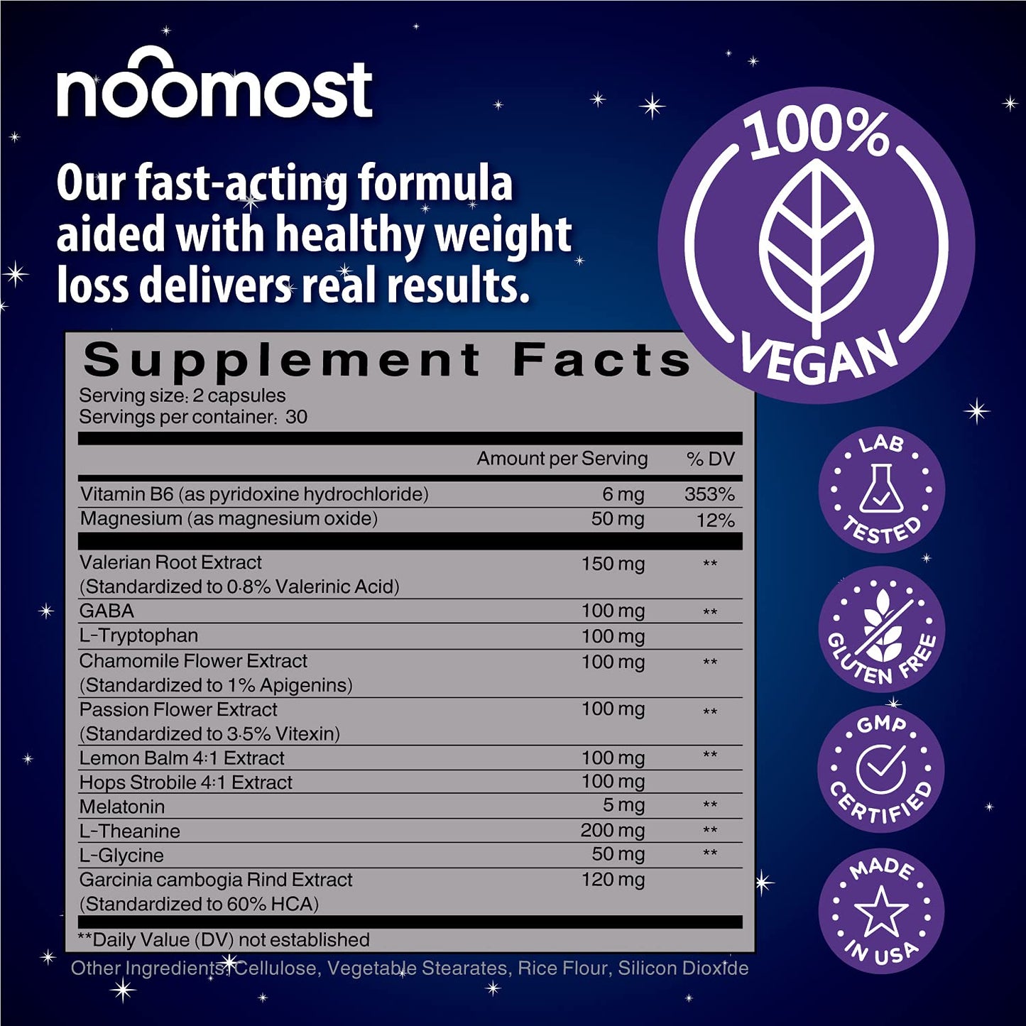 NooMost Natural Sleep Aid Supplements with Magnesium, L-Theanine & Garcinia, 60 Capsules