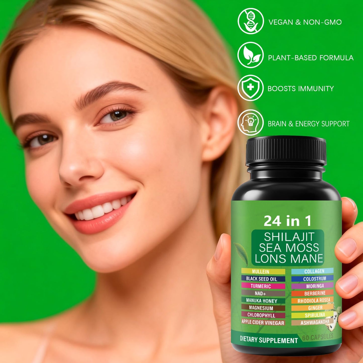 ZYGCDZ Soursop with 24-in-1 Herbal Blend Capsules, 60 Count