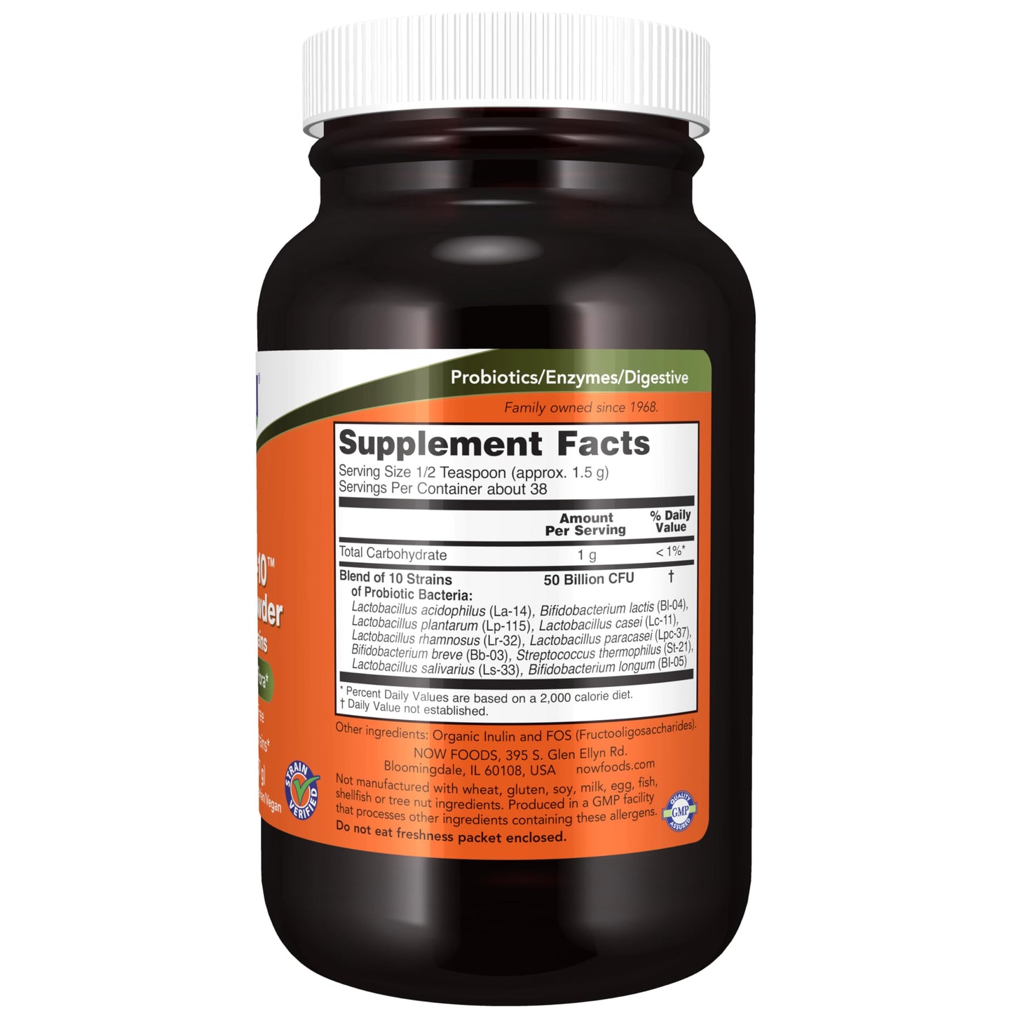 NOW Foods Probiotic-10 Powder, 50 Billion, with 10 Probiotic Strains, Strain Verified, 2-Ounce